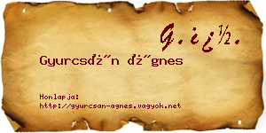 Gyurcsán Ágnes névjegykártya